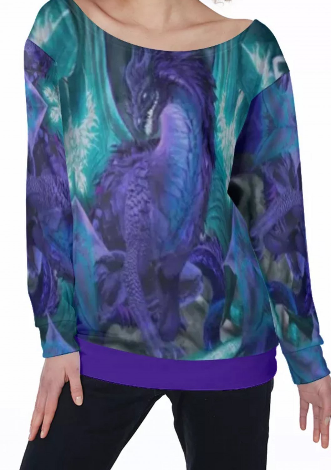 Dragon All-Over Print Women's Off-Shoulder Sweatshirt