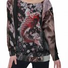 Floral Japanese Koi Dusty Rose All-Over Print Women's Off-Shoulder Sweatshirt
