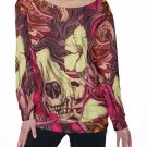 Floral Skull All-Over Print Women's Off-Shoulder Sweatshirt