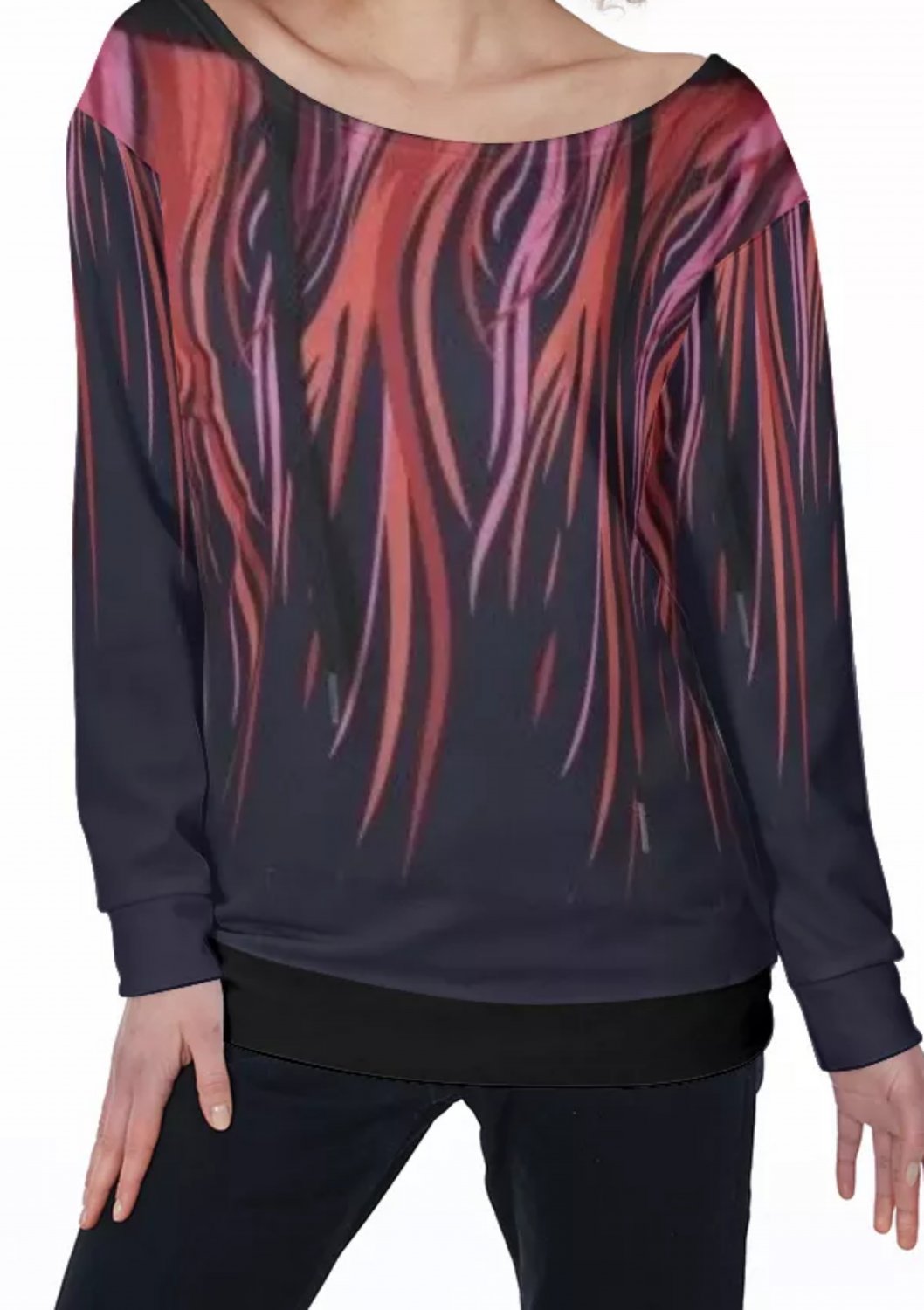 Flowing Feathers All-Over Print Women's Off-Shoulder Sweatshirt