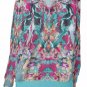 Fractal Botanical Teal All-Over Print Women's Off-Shoulder Sweatshirt