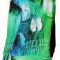 Green Fire Skull All-Over Print Women's Off-Shoulder Sweatshirt