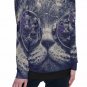 Hipster Cat All-Over Print Women's Off-Shoulder Sweatshirt