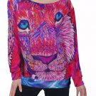 Hot Pink Lion All-Over Print Women's Off-Shoulder Sweatshirt
