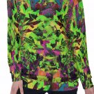 Lime Green Geometric All-Over Print Women's Off-Shoulder Sweatshirt