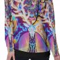 Rainbow Stag All-Over Print Women's Off-Shoulder Sweatshirt