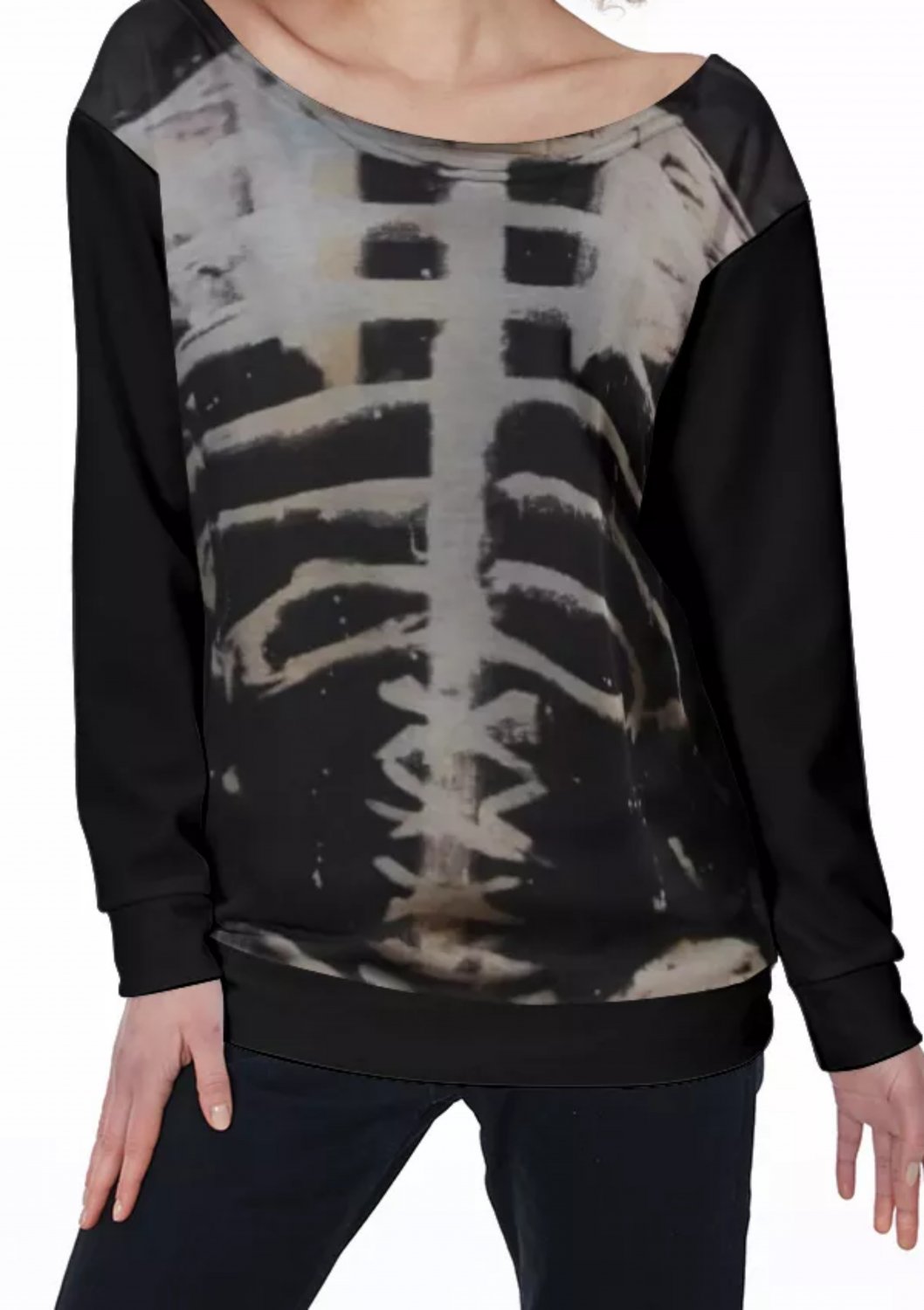 Rib Cage All-Over Print Women's Off-Shoulder Sweatshirt
