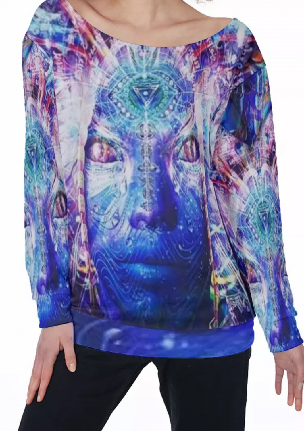 Third Eye Avatar All-Over Print Women's Off-Shoulder Sweatshirt