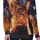 Two Wolves in Flames All-Over Print Women's Off-Shoulder Sweatshirt