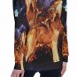 Two Wolves in Flames All-Over Print Women's Off-Shoulder Sweatshirt