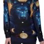 Wolf Moon Phase Face All-Over Print Women's Off-Shoulder Sweatshirt