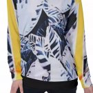 Yellow and Navy Leaf Print Women's Off-Shoulder Sweatshirt