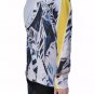 Yellow and Navy Leaf Print Women's Off-Shoulder Sweatshirt