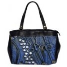 Navy Studded Oversized Imitation Leather Handbag
