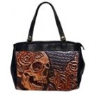 Skulls and Roses Oversized Imitation Leather Handbag