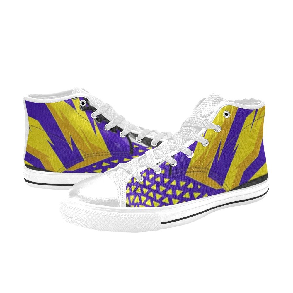 Purple and Yellow Geometric High Top Canvas Shoe