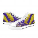 Purple and Yellow Geometric High Top Canvas Shoe