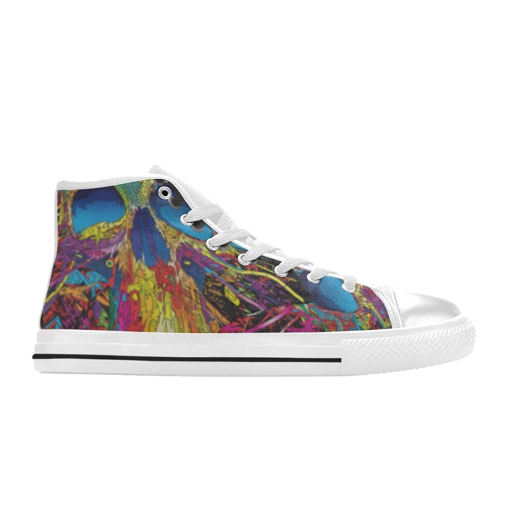 Rainbow Skull High Top Canvas Shoes