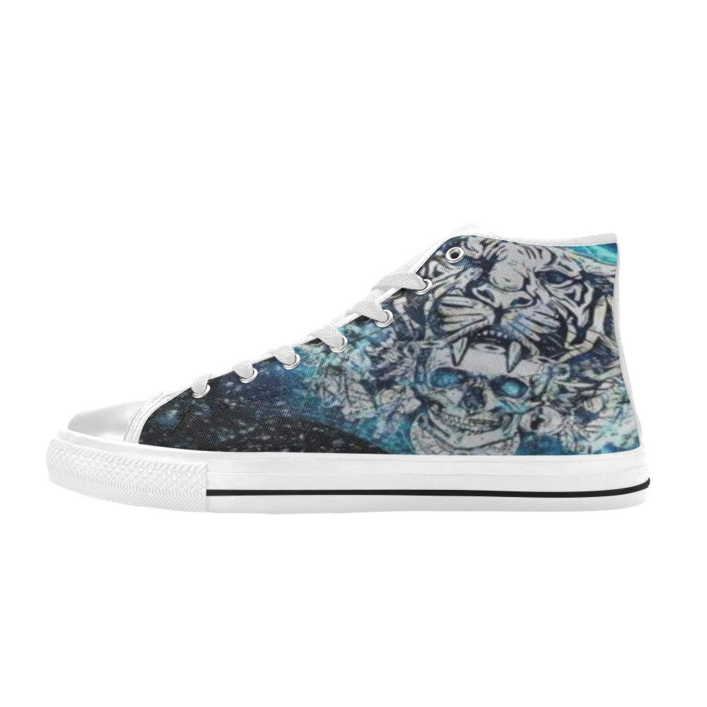 Warrior Tiger Skull High Top Canvas Shoes