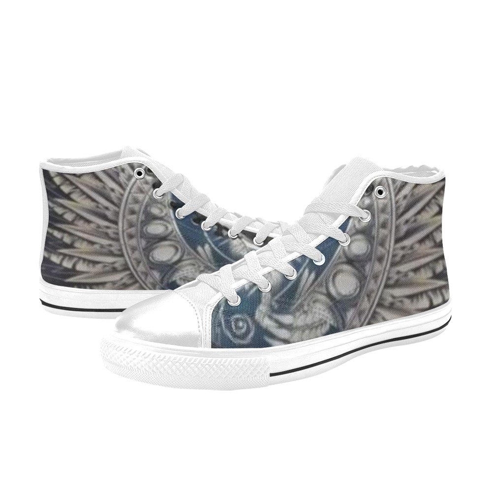 White Phoenix Rising High Top Canvas Shoes