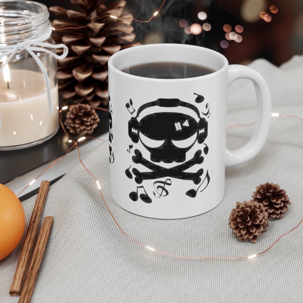 Skull and Headphones -  Ceramic Coffee Mug