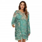 Emerald Lace Loose Crewneck Sweater Dress