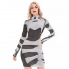 Futuristic Black and White Geometric Hollow Hip Dress