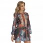 Rustic Marbled Lantern Sleeve Dress