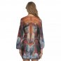 Rustic Marbled Lantern Sleeve Dress
