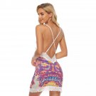 Neon Tribal Geometric Cami Dress With Lace Edge
