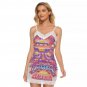 Neon Tribal Geometric Cami Dress With Lace Edge