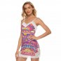 Neon Tribal Geometric Cami Dress With Lace Edge