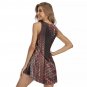 Red Metallic Ripple All-Over Print Women's Sleeveless Dress