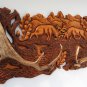 Wall decor panel art hanger wood carving Sculpturе engraving, landscape Antler fallow deer
