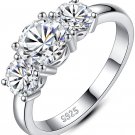 Sterling Silver Moissanite ring, 3 Stones Engagement Rings