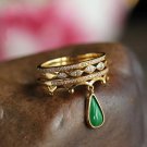 Gold Plated Zircon and Emerald Ring HW-H-214