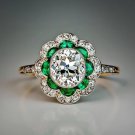 Gold Plated Zircon and Emerald Ring HW-H-214