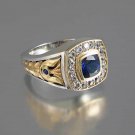Gold Plated Blue Opal Ring Inlaid with Zircon HT-B2624