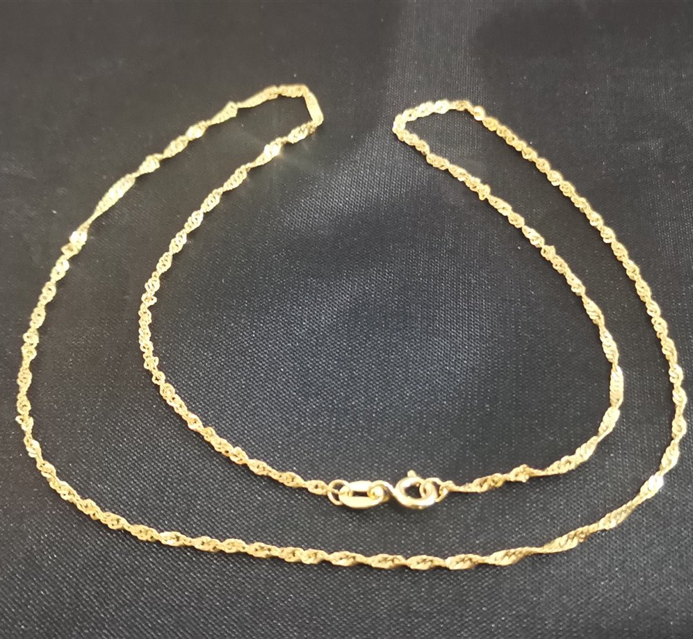 18k Real Gold Necklace Water Wave Chain 45CM 1.2G