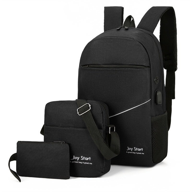 Mens USB Charging Backpack Business Laptop Backbag Large Capacity Bag Men Waterproof Backpack Set Tr