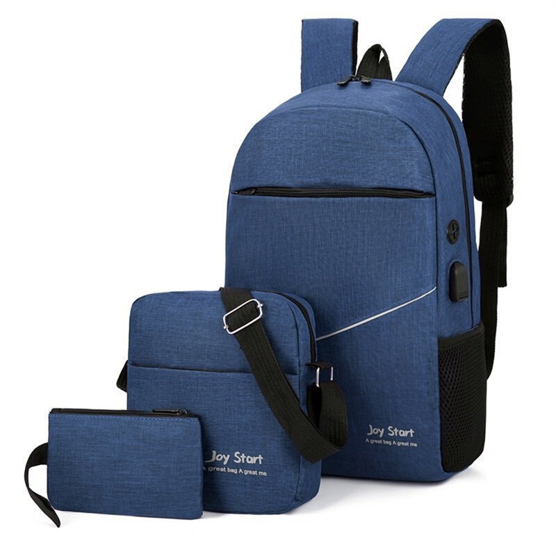 Mens USB Charging Backpack Business Laptop Backbag Large Capacity Bag Men Waterproof Backpack Set Tr