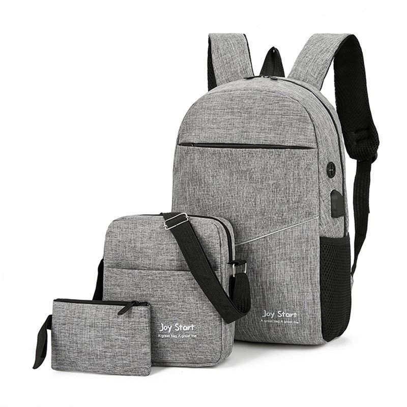 Mens USB Charging Backpack Business Laptop Backbag Large Capacity Bag Men Waterproof Backpack Set Tr