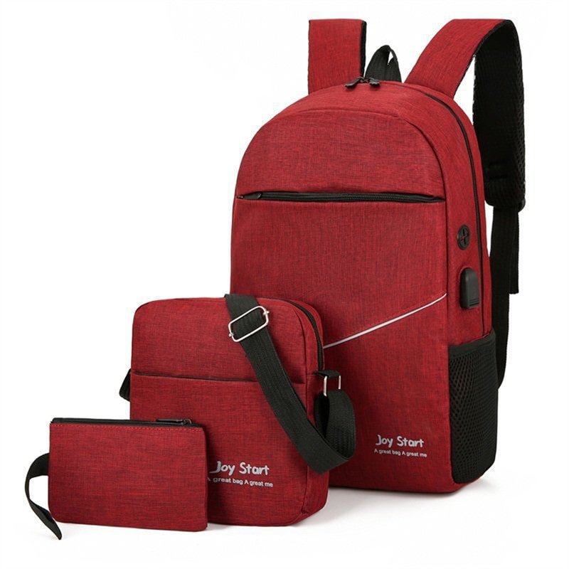 Mens USB Charging Backpack Business Laptop Backbag Large Capacity Bag Men Waterproof Backpack Set Tr