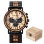 P09-1_Wooden Watch Men Stopwatch Chronograph Luxury Stylish Show Date Wood Quartz Wristwatch Male Ti