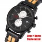 T116-1 Your LOGO_Men's Watches Wood & Stainless Steel Combined Chronograph Business Quartz Watch for