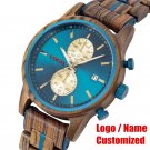 T116-2 Your LOGO_Men's Watches Wood & Stainless Steel Combined Chronograph Business Quartz Watch for