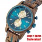 T116-2 Your LOGO_Men's Watches Wood & Stainless Steel Combined Chronograph Business Quartz Watch for