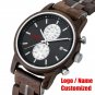 T116-3 Your LOGO_Men's Watches Wood & Stainless Steel Combined Chronograph Business Quartz Watch for