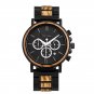 Black_Men's Watch  Wood and Stainless Steel Military Watches for Men Calendar Display Luminous Hands