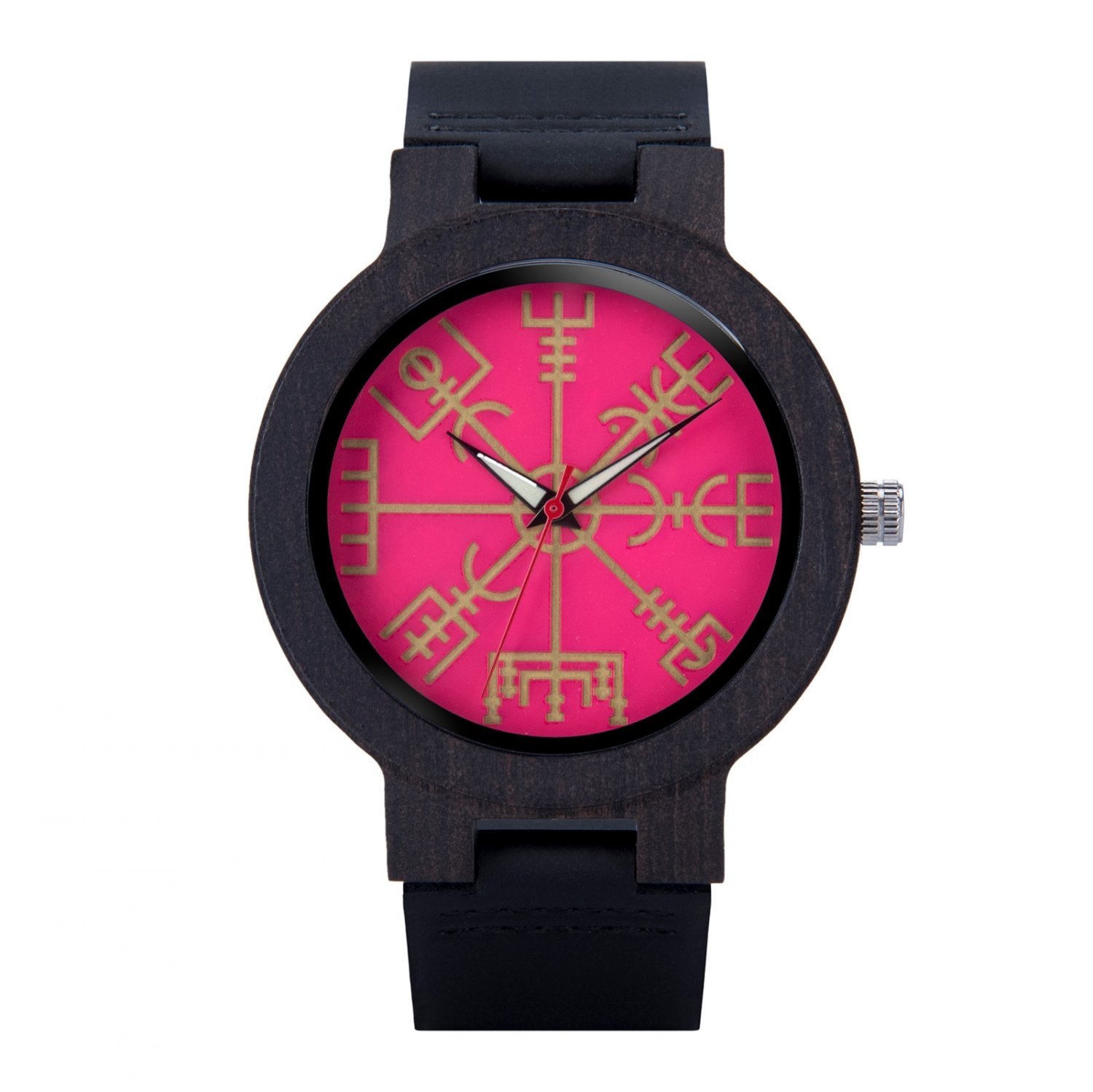 T84-1_Men Watches  Warriors Collection Valknut Handmade Engraved Wooden Watch Custom Logo Dropshippp